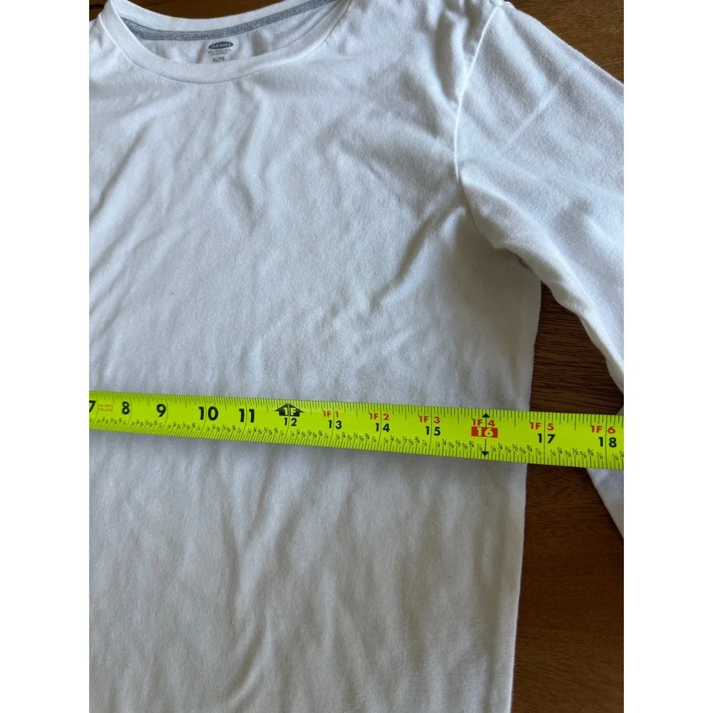 Old Navy Boys XL 14-16 White Long Sleeve T-Shirt Crew Neck Cotton Blend Basic